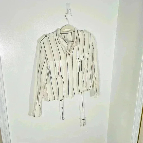NEW Rails Rowen Linen Jacket Coco Stripe - Picture 5 of 10